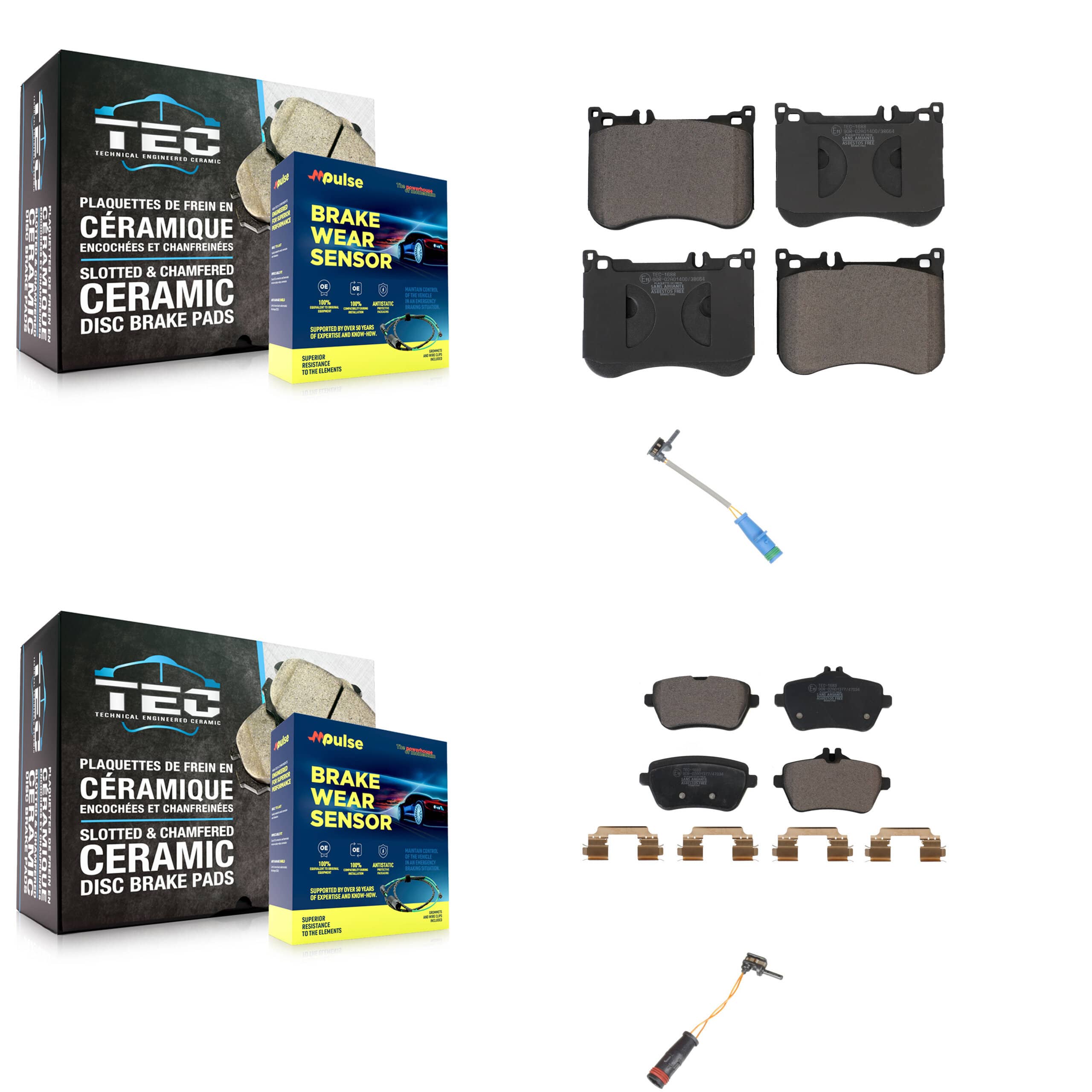 TEC - KTW-100296 - Front and Rear Disc Brake Pad Kits