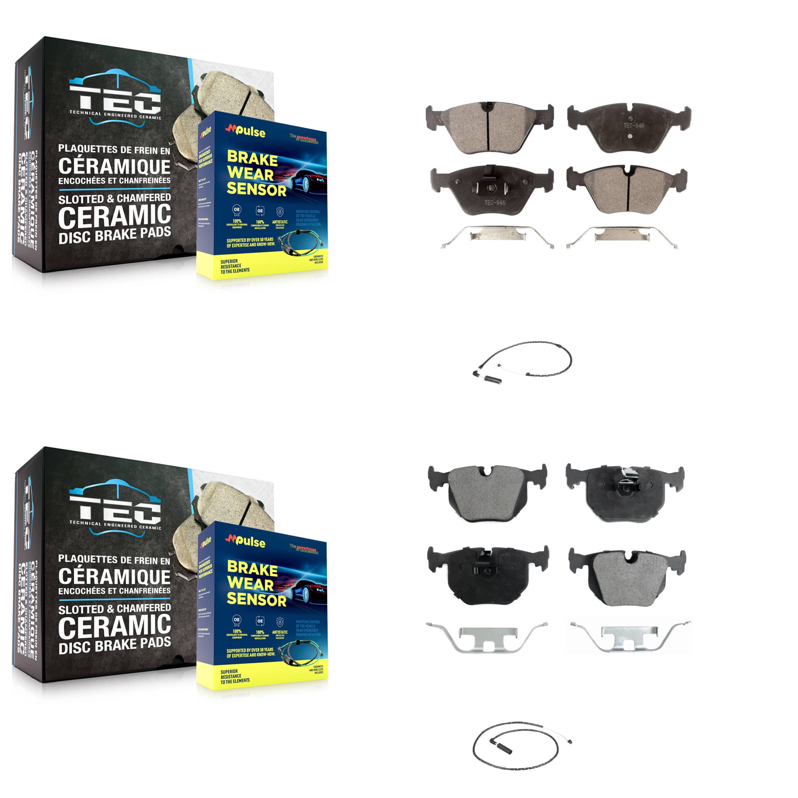 TEC - KTW-100390 - Front and Rear Disc Brake Pad Kits
