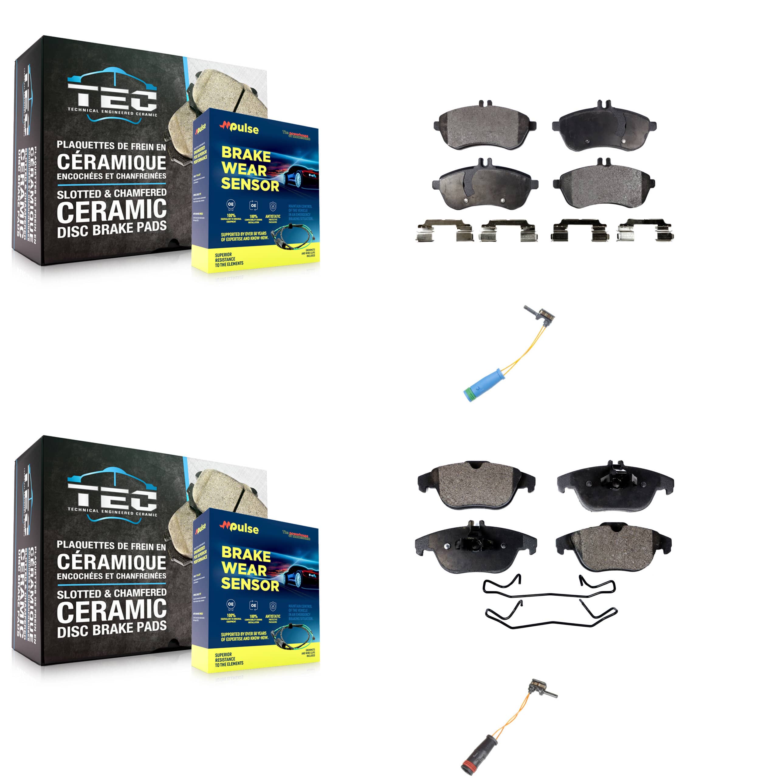 TEC - KTW-100395 - Front and Rear Disc Brake Pad Kits