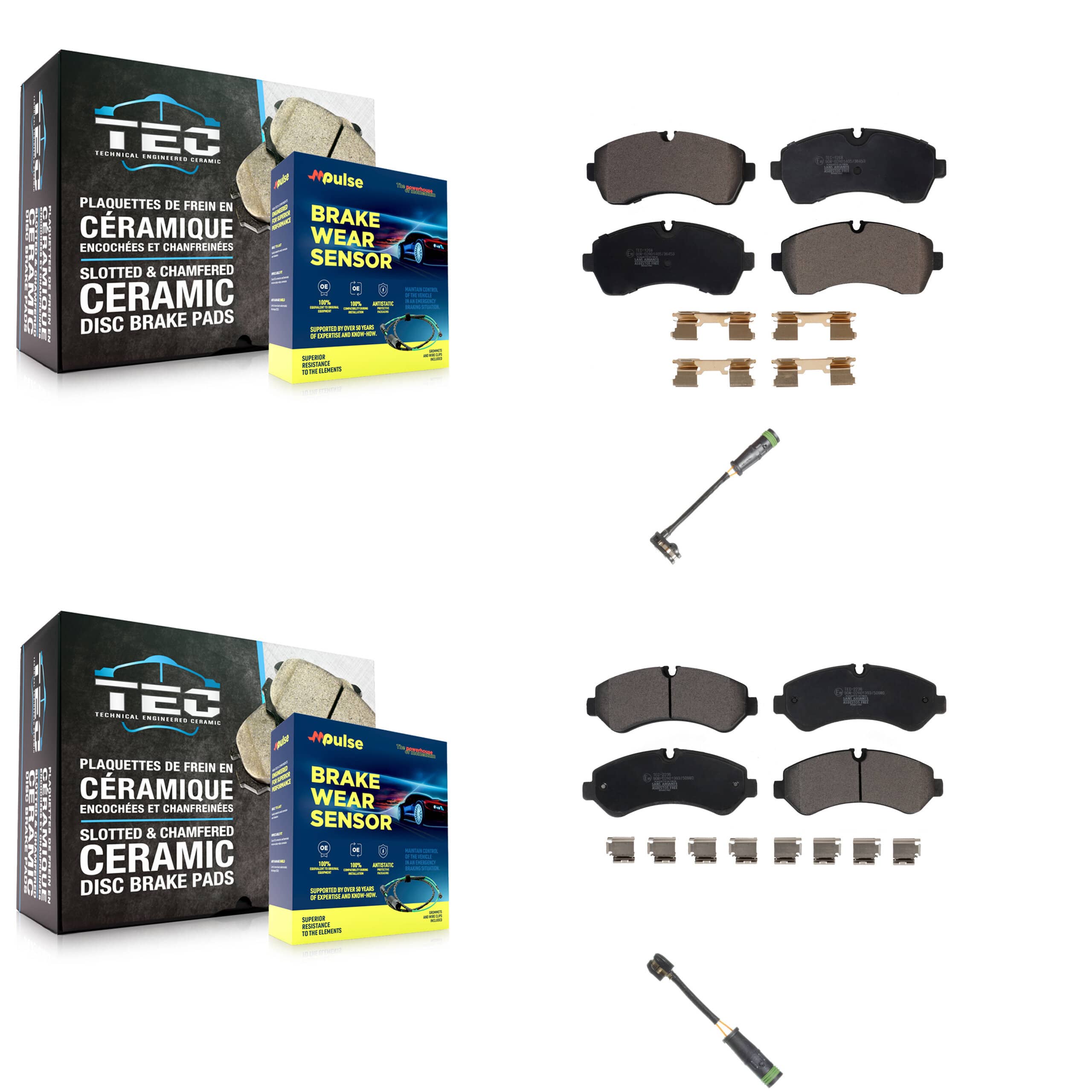 TEC - KTW-101413 - Front and Rear Disc Brake Pad Kits