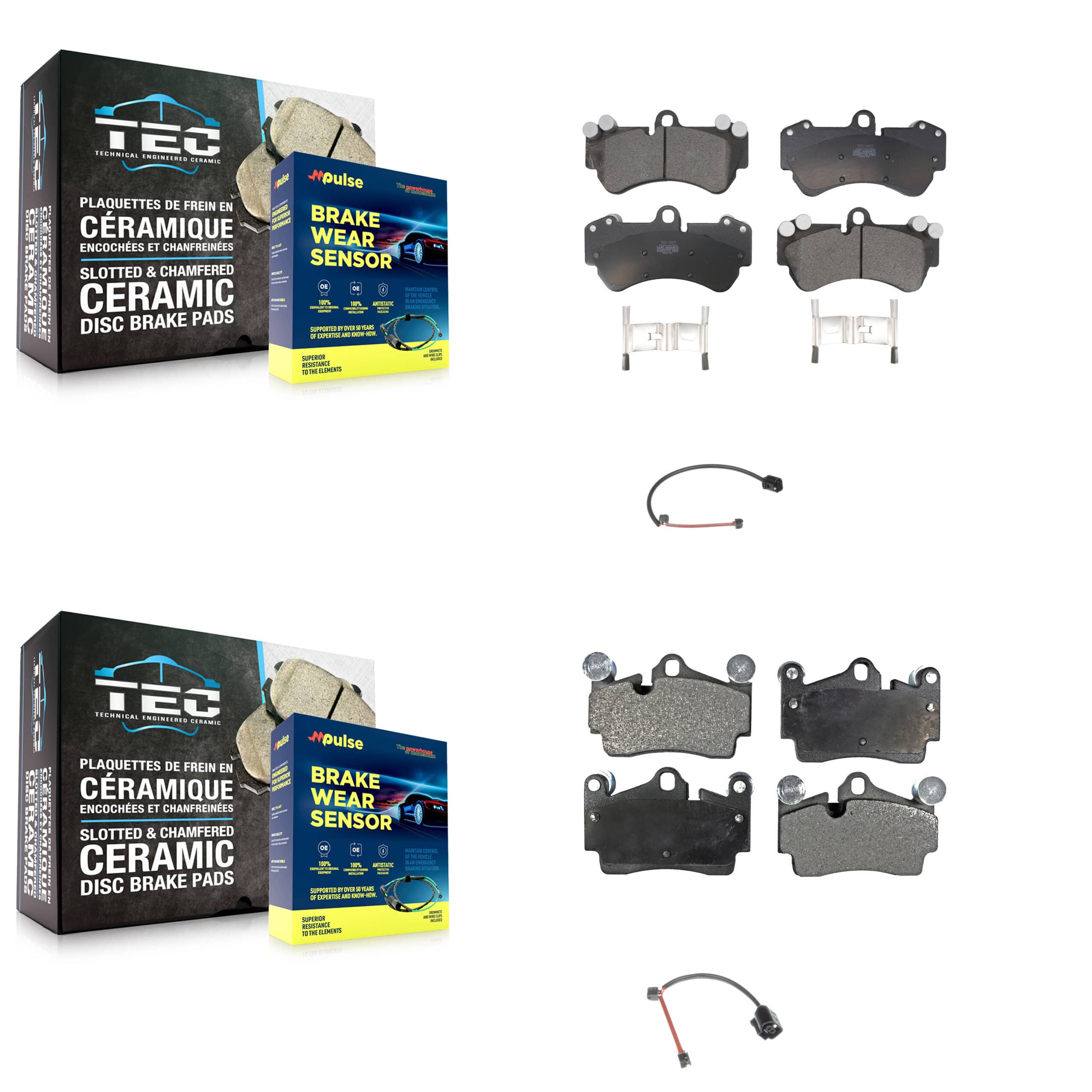 TEC - KTW-101544 - Front and Rear Disc Brake Pad Kits