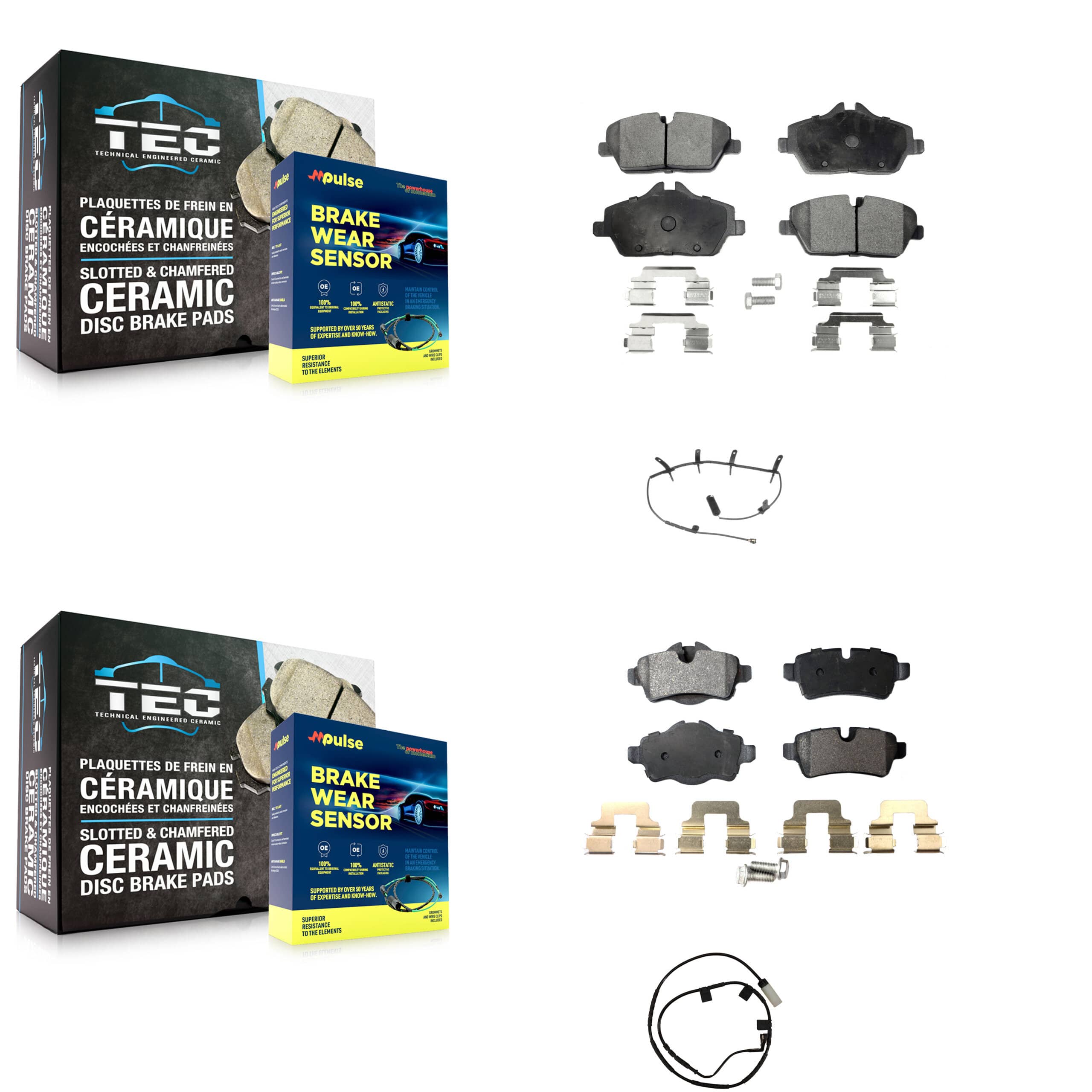 TEC - KTW-101764 - Front and Rear Disc Brake Pad Kits
